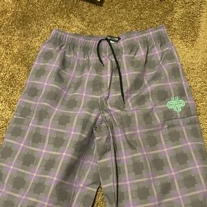 Urban Outfitters Purple and Gray Plaid Pants Size M. Elastic waist. 3 pocket EUC